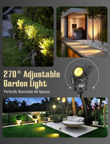 Garden Spotlights Mains Powered,1600LM LED Garden Spike Lights with 21M Cable,IP65 Waterproof Extendable Outdoor Spotlights for Pathway Lighting Lawn Path Yard Driveway (6Pack Warm White)