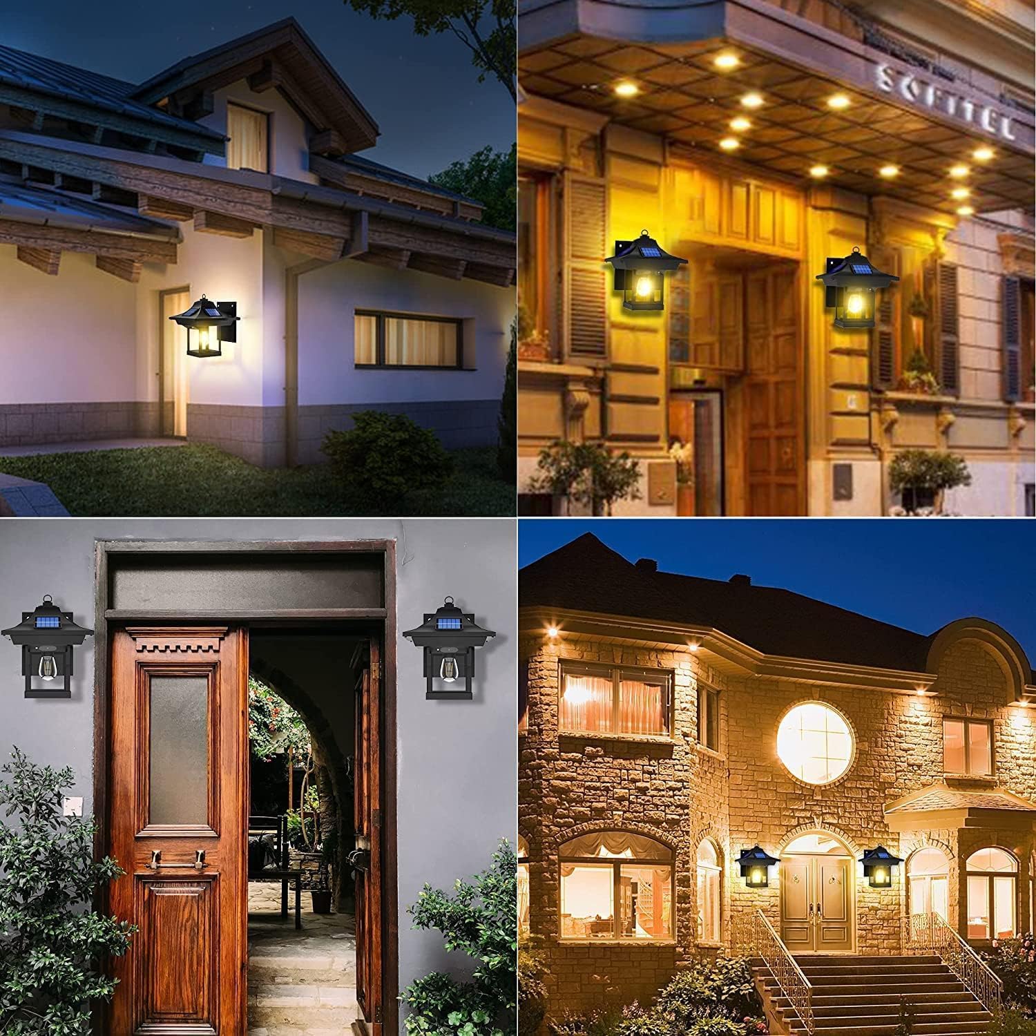Jorunhe Solar Lights Outdoor Garden 2 Pack LED Solar Wall Lights Motion Sensor with 3 Lighting Modes, IP65 Waterproof Solar Powered Wall Lights for Patio, Fence, Yard, Pathway, Garden, Front Door
