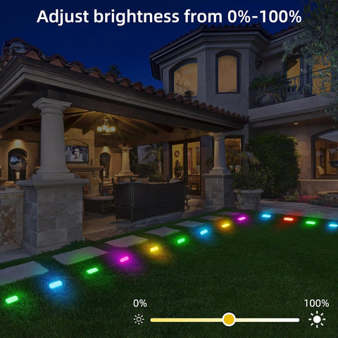BASON LIGHTING Smart Outdoor In-Ground Lights, IP65 24V Voltage Pathway Lights, 20 Pack, App Control Walkway Lights for Garden Lawn with 48 Scene Modes with Music Sync