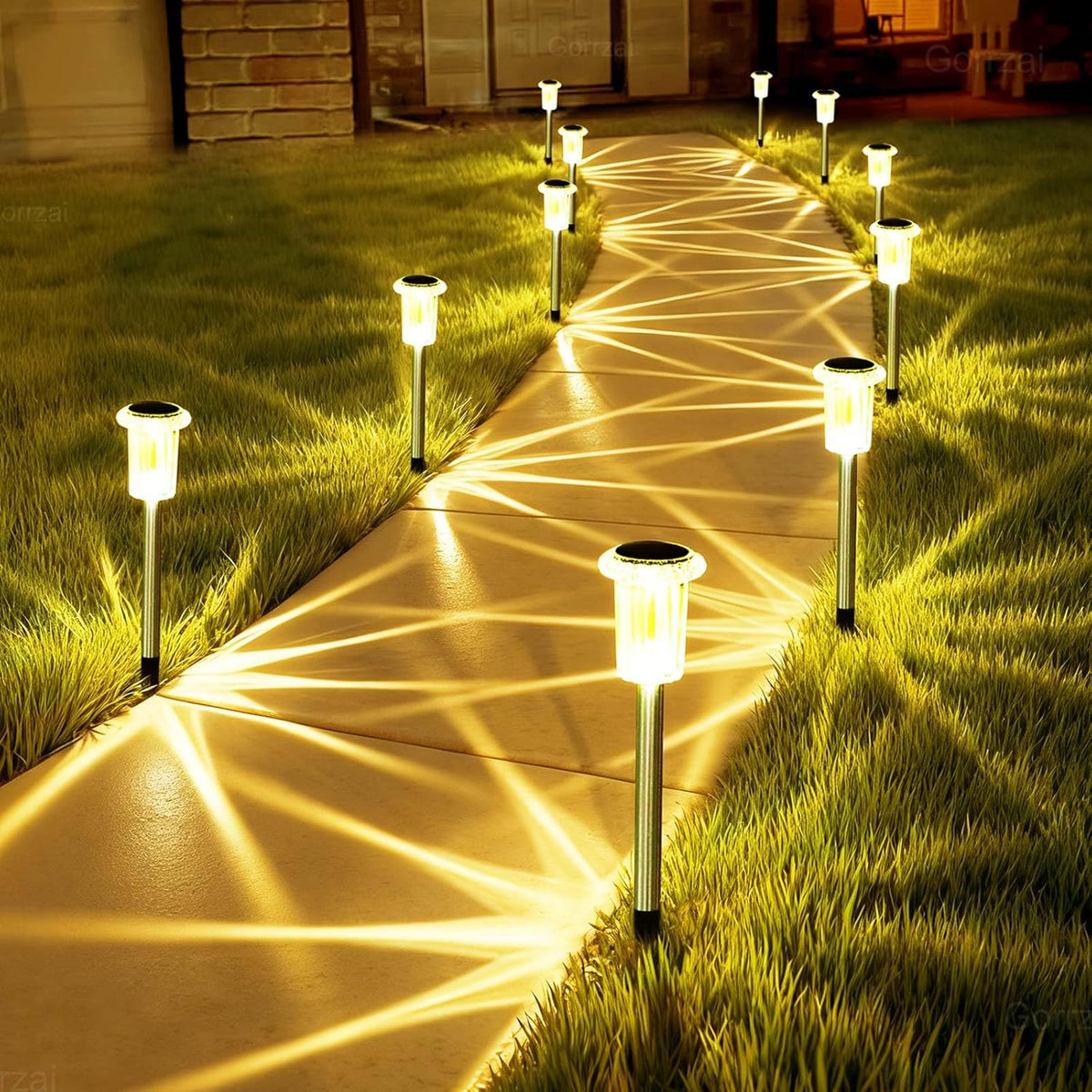 15 Pack Solar Lights Outdoor Waterproof Pathway Lights, Warm White