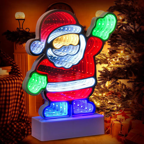 Christmas Infinity Lights Mini Santa Claus Table Decoration – Multicolor LED
