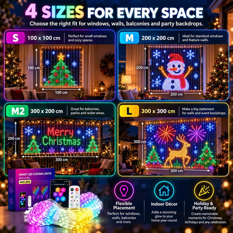 Smart LED Curtain Lights – App-Controlled Pixel RGB Window & Wall Lights for Christmas, Bedrooms, Parties & Weddings - Turn Any Space Into Your Own Little Light Show