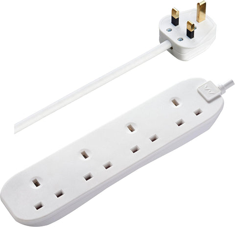 Four Socket Extension Lead 2 Metre White