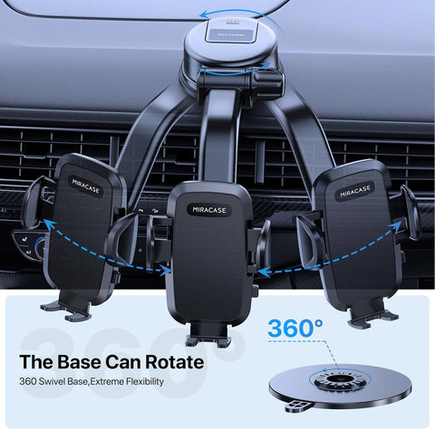 Miracase 3-in-1 Car Phone Holder with Super Suction and 360° Rotation