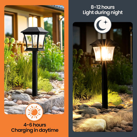 GIGALUMI Solar Pathway Lights 12 Pack Solar Lights, Waterproof Outdoor Path Light for Garden Yard Patio Lawn Porch Walkway Backyard Sidewalk (Warm White)
