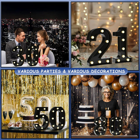 Decorative LED Light Up Numbers, Black Marquee Number with Warm White Lights for 1st Birthday Decorations, Lighted Numbers for Girls Boys Gifts Party Backdrop Wedding Anniversary Decor, Number 1