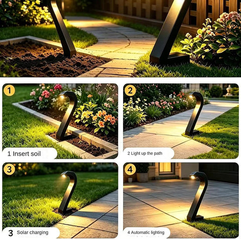 Solar Pathway Lights Outdoor Number 2 Shape Spotlight Stake Lighting Lamp