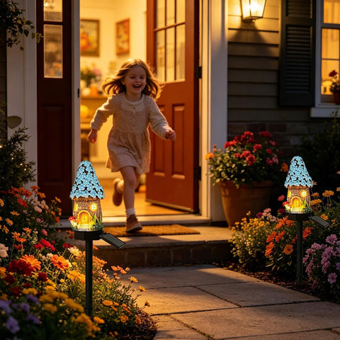 A Mushroom Outdoor Resin LED Lamp with On/Off