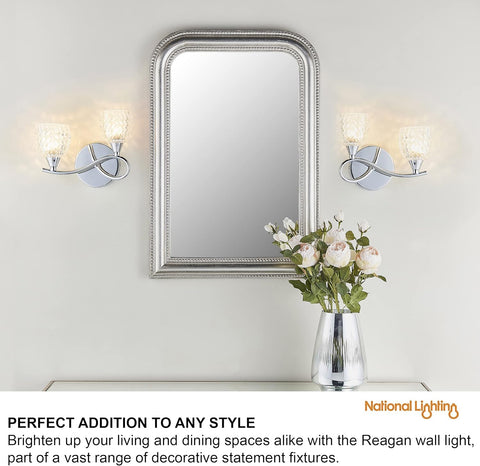 Reagan Decorative Dimmable Twin Wall Light Chrome