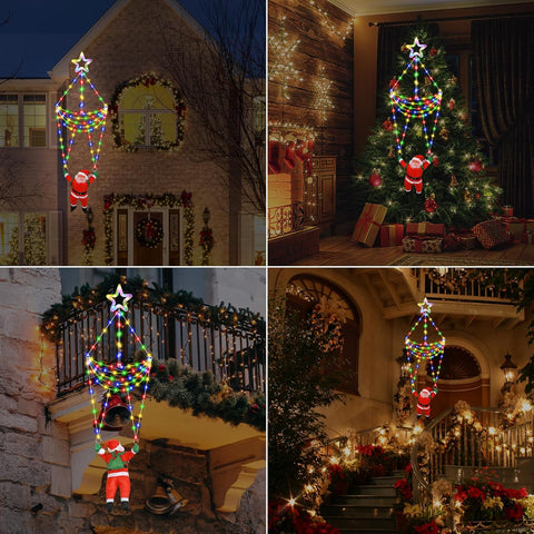 Linhai LED Christmas Parachute Lights with Santa Claus – 3.66ft, 8 Modes