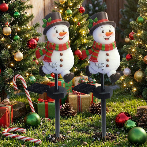 Solar Christmas Lights - 2-Piece Waterproof Outdoor Garden Stake, Warm