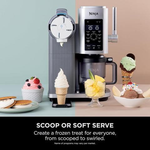 Swirl by CREAMi Soft Serve & Ice Cream Maker – Platinum Silver | 13 Functions | 2 Tubs | Ice Cream, Gelato, Sorbet & More