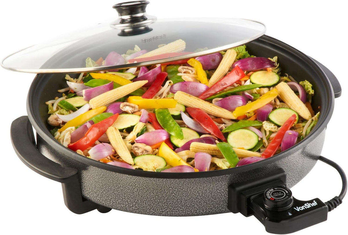 Large 6L Electric Multi Cooker Pan 42cm – 1500W Non-Stick Frying Pan with Lid & Adjustable Temperature Control