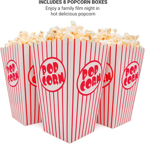 Andrew James 1200W Hot Air Popcorn Maker Machine with 8 Cinema Boxes – Black