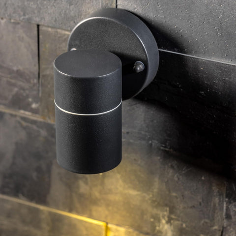 Black Down Outdoor Wall Light – IP44 Stainless Steel Exterior Sconce
