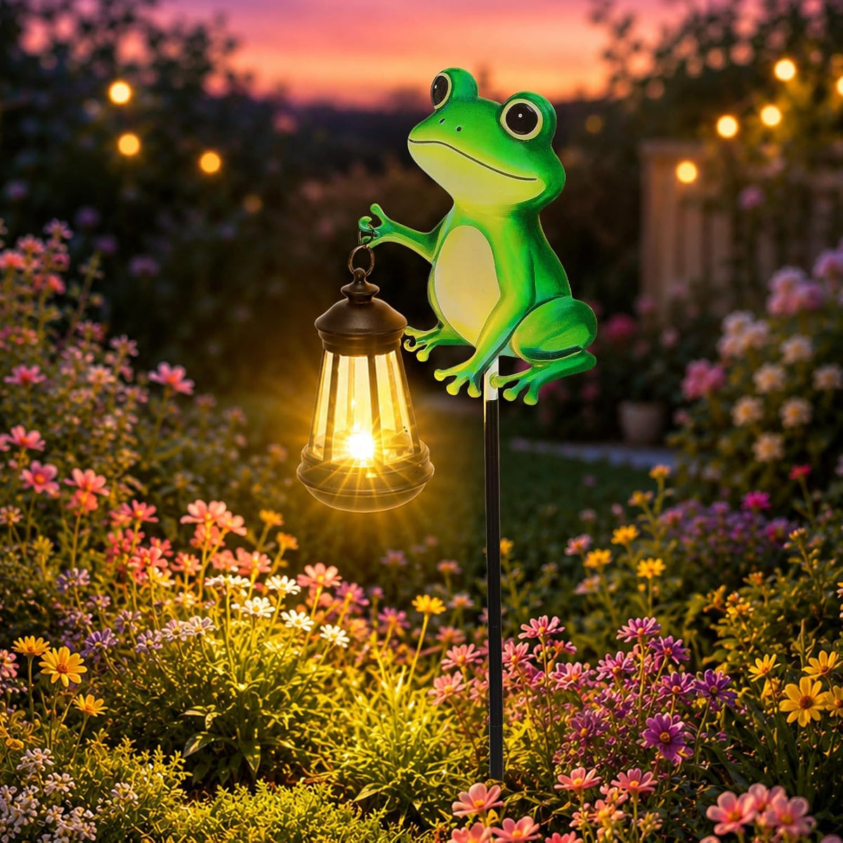 Solar Frog Garden Stake Light, Outdoor Solar Lantern Waterproof Mom Gift