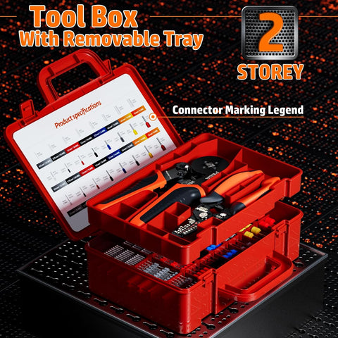 Ferrule Crimping Tool Kit, Square Pliers 0.25-10 mm², 24 Sizes Ferrules & Wire Stripper for Electrical Wiring/DIY Terminals | Self-Adjusting Ratchet Crimper - Copper Ferrule Kit