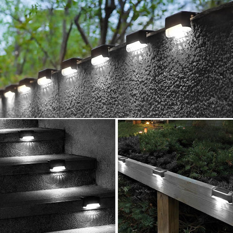 Caldarax 8 Pack Solar Fence Lights Garden, LED Decking Lights Solar Powered Waterproof Outdoor Step Light for Fence, Deck, Stair, Step, Pathway, Yard, Patio, Decoration (Cool White)