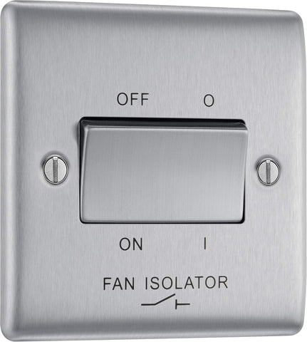BG Electrical 3-Pole Fan Isolator Switch – Brushed Steel