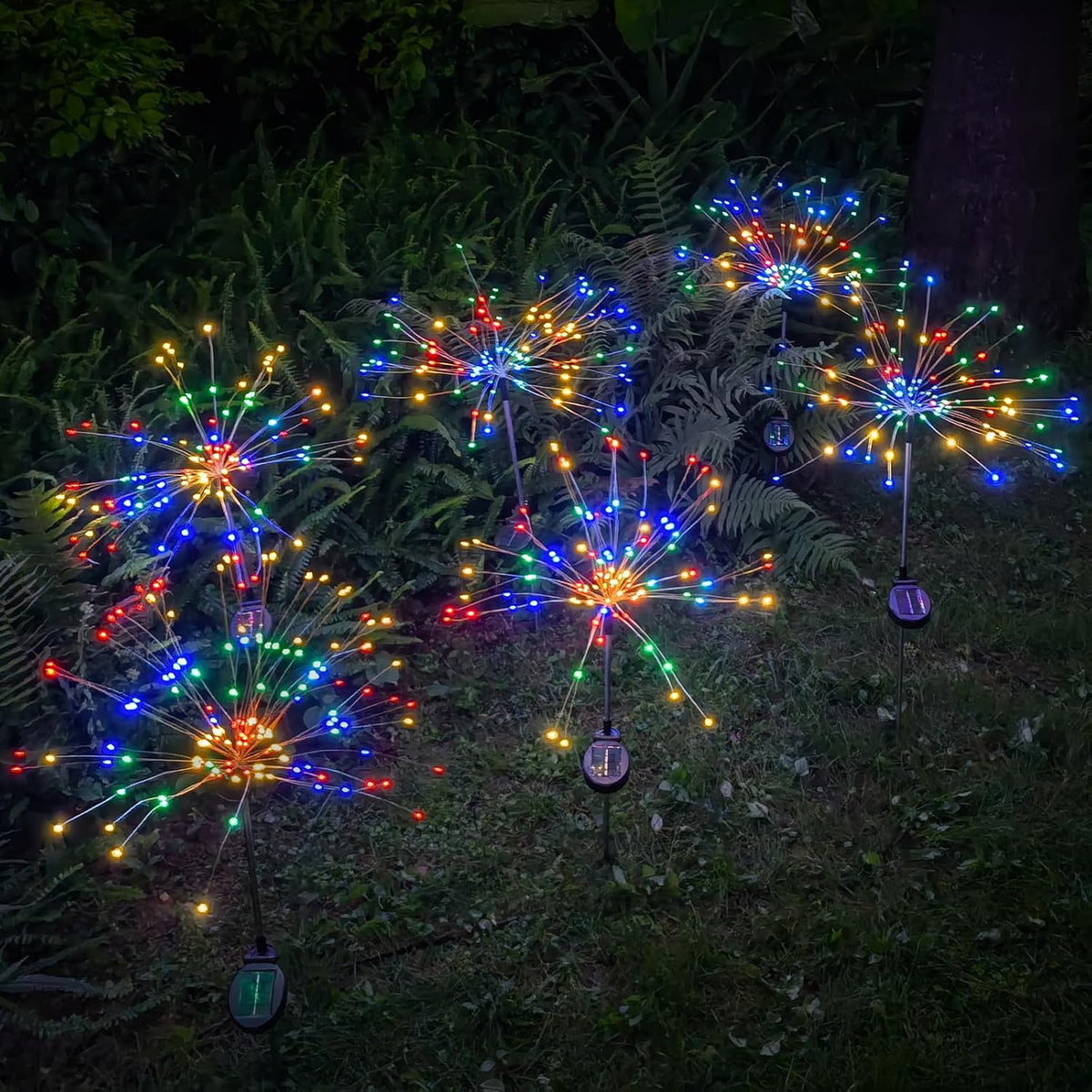 DONGULI Outdoor Solar Garden Lights, 120 LEDs 8 Lighting Modes 6 Packs Waterproof Solar Fireworks Light Sparklers for Patio Walkway Yard Courtyards Pathway Christmas Party Decorations