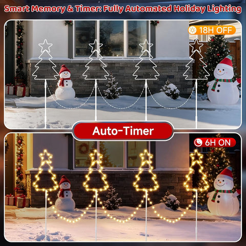 Quntis Outdoor Christmas Pathway Lights Mains Powered Warm White & RGB