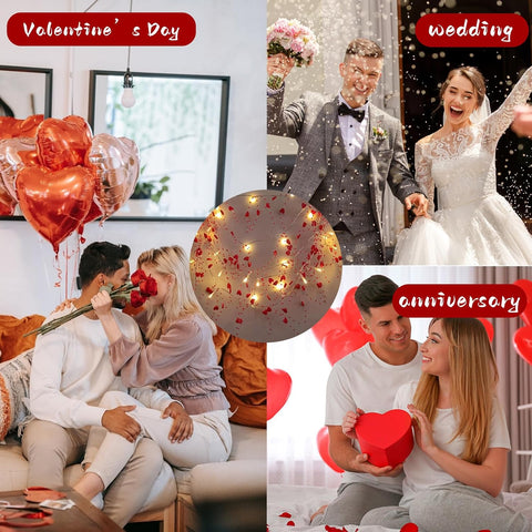 Valentine Heart Fairy String Lights 10ft with Red LED Glow – Battery Powered Romantic Decor