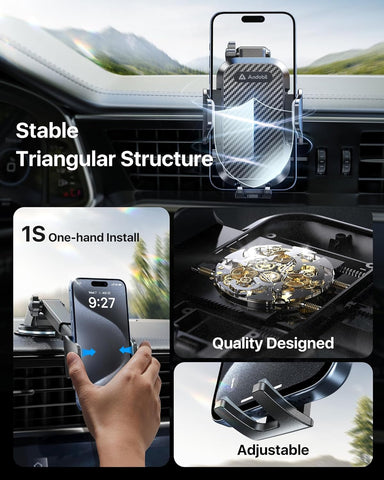 Andobil 3-in-1 Car Phone Holder Military-Grade Strong Suction