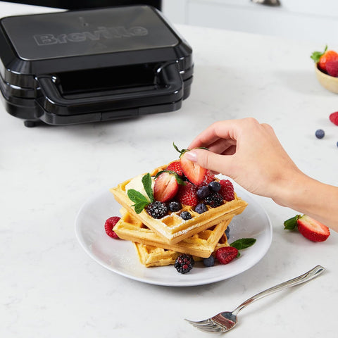 3-in-1 Snack Maker – Toastie, Waffle & Panini Press | Deep Fill, Removable Non-Stick Plates | Black & Steel [VST098]