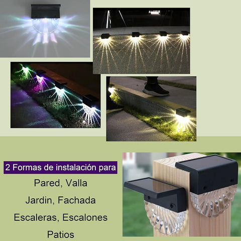 OneUan - 4 x Outdoor Solar Light Shell RGB Acrylic LED Solar Light for Garden, Fence, Patio and Steps, Waterproof IP65, Warm White + RGB Colour, 10 Lm, Pathway Lighting, Facades.