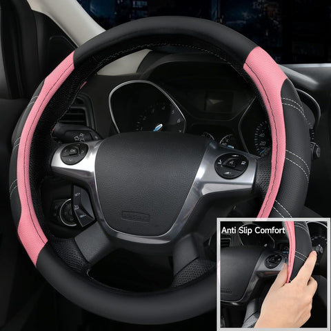 Car Microfiber Steering Wheel Cover and Waterproof Floor Mats Combo
