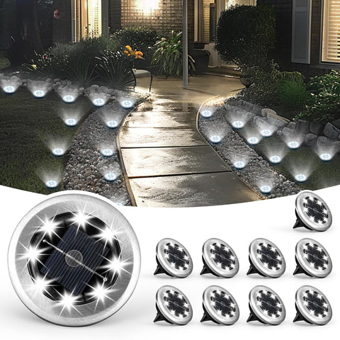 Solpex 10 Pack Mini Solar Ground Lights, Solar Lights Outdoor Garden, Waterproof Garden Light, Powered Landscape Lighting for Patio Yard Driveway Walkway(Cold White)