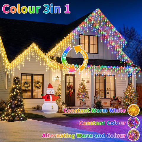 660 LED Outdoor Icicle Christmas Lights 25m/82ft – IP65 Waterproof Fairy String Lights with 8 Modes, Remote & Timer for Porch, Roof, Garden & Balcony - Turn Your Home into a Winter Wonderland