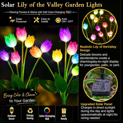 Solar Lily of The Valley Garden Lights, Colour Changing (2 Pack)