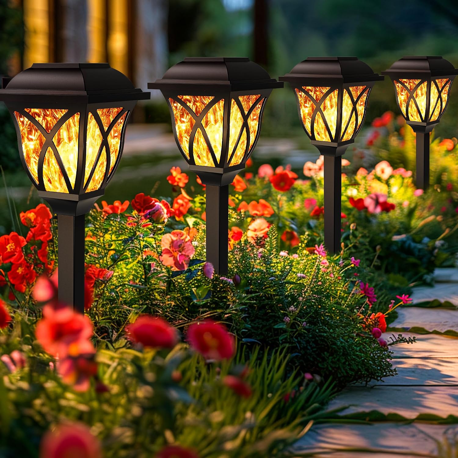 Solpex Solar Lights Outdoor Garden, 6 Pack LED Solar Powered Garden Lights, Waterproof Pathway Lighting for Patio, Landscape, Walkway(Warm White)