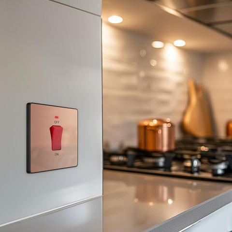 BG Electrical Cooker Control Switch Unit with LED Power Indicator, Single Plate, Double Pole, Screwless, Evolve, Polished Copper, 45A, PCDCP74B