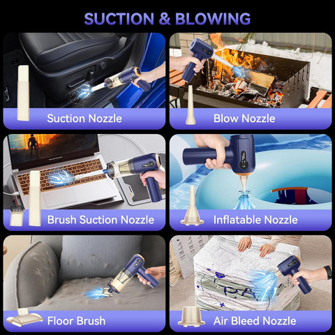 Car Vacuum Cleaner Cordless 15000Pa Handheld with LED Display – Purple