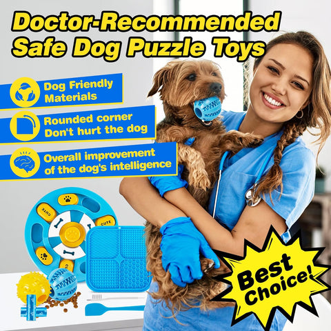 8 Pcs Interactive Dog Toys – Puzzle, Licky Mats & Treat Balls