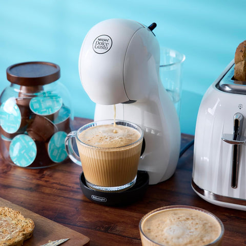 Nescafé Dolce Gusto Piccolo XS Pod Capsule Coffee Machine, 15 Bar Pressure, Hot & Cold Drinks, 0.8L Water Tank, Auto Shut-Off, Compact Design, White & Black