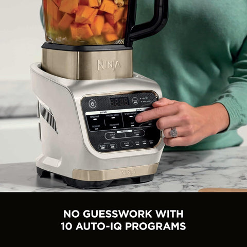 Hot & Cold Blender & Soup Maker – 10 Auto-iQ Programs, 1.7L Glass Jug, Built-In Heating Element, 1000W – Stone Gold