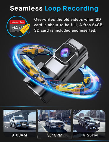 Navycrest 4K Front & Rear Dash Cam with 64GB Card and 5G WiFi