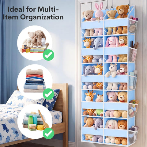 Ofiray-Home Over The Door Storage Organiser – 5-Tier, 10 Compartments, Pink Hanging Storage with 10 Side Pockets