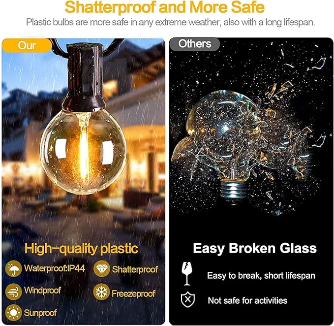 150FT Outdoor Dimmable String Lights Mains Powered Remote Control Festoon Lights,75+2 G40 LED Hanging Bulbs IP44 Waterproof for Garden Terrace Patio Backyard 