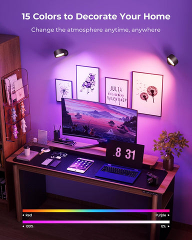 Wall Lights, LED Wall Lamp with 18 RGB Colors, 8000mAh Rechargeable Battery Operated, Touch and Remote Control,Dimmable Wireless Wall Sconces for Bedroom Indoor, 360° Rotation, Black