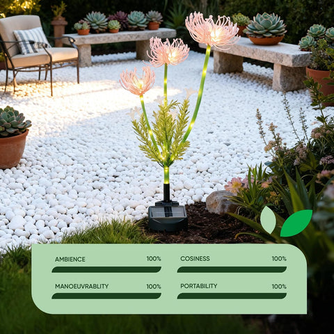 Solar Spider Lily Stake Light – 30 LED Warm White Garden Light, 3 Flower Heads, Outdoor Solar Garden Light for Pathway, Patio, Lawn & Flower Beds, Decorative Floral Stake Lighting
