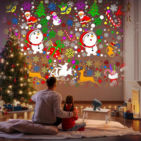 Christmas Projector Lights – 16 Pattern Waterproof Xmas Projection Light with USB LED, Colour-Changing Christmas Decorations for Indoor & Outdoor Home, Garden, Yard & Parties