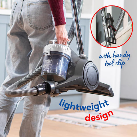 Russell Hobbs Compact XS Bagless Cylinder Vacuum Cleaner – 700W Lightweight 1.5L, Triple Filtration, Grey & Silver, for Hard Floors, Carpets & Cars