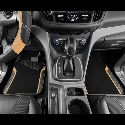 Car PASS Microfiber Steering Wheel Cover and Waterproof Car Mats Combo