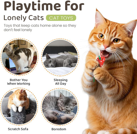 Catnip Mouse Cat Toys for Indoor Cats & Kittens – 6 Pack