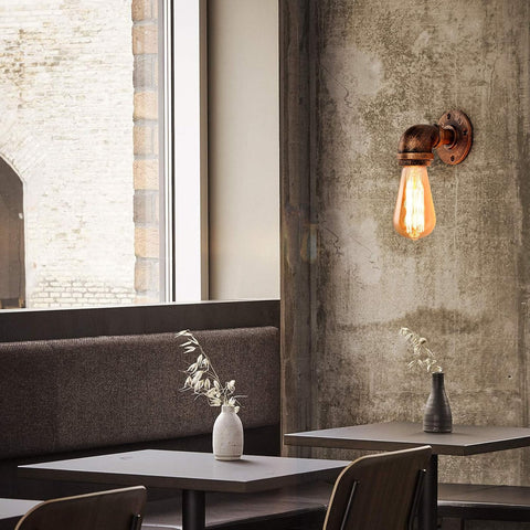 Industrial Steampunk Pipe Wall Sconce Brass 2 Pack