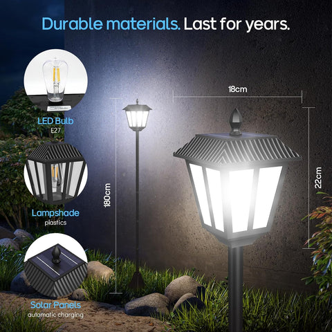 1.8M Solar Lamp Post Outdoor Garden Light